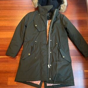 J Crew Parka with Faux Fur Hood